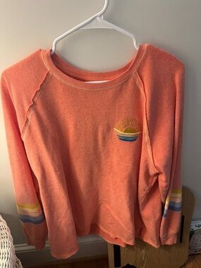 Maurices Coral Crewneck Sweatshirt with Sunrise Embroidery